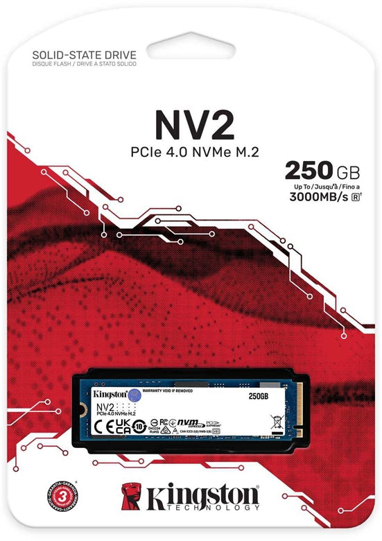 Kingston NV2 250G M.2 2280 NVMe Internal SSD | PCIe 4.0 Gen 4x4 | Up to 3000 MB/s | SNV2S/250G Kingston NV2 250G M.2 2280 NVMe Internal SSD | PCIe 4.0 Gen 4x4 | Up to 3000 MB/s | SNV2S/250G